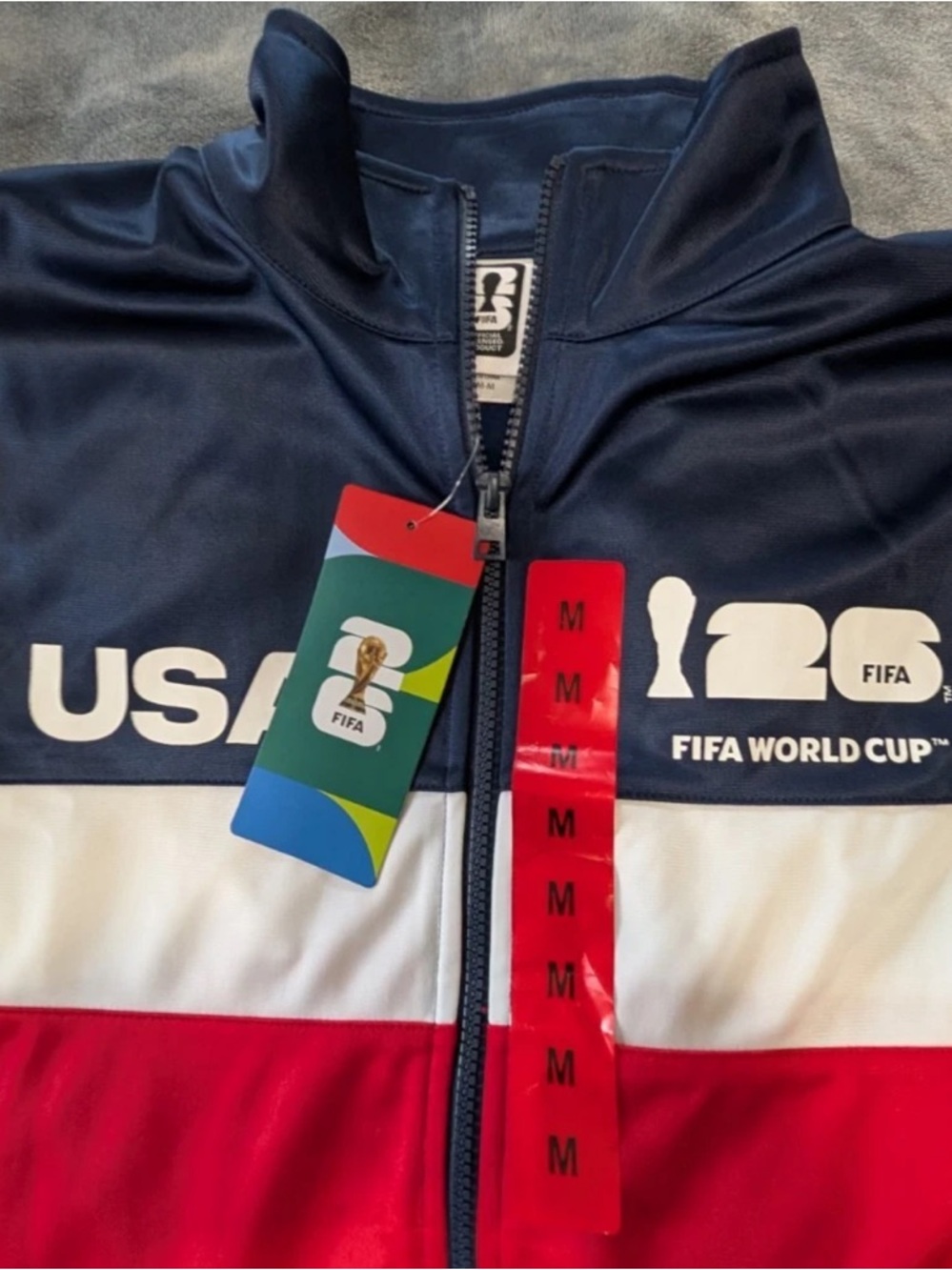 USA FIFA World Cup Men's Zip-Up Track Jacket - Navy/White/Red - Picture 2 of 6